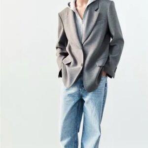 Zara Charcoal Blazer with Light Denim Jeans